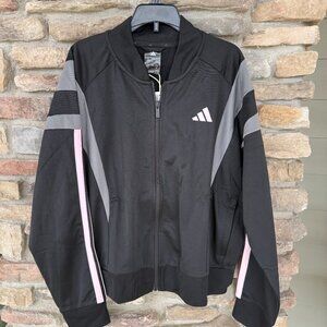 adidas Women's Full-Zip 3S Fashion Track LS Jacket M L XL Black Pink NWT